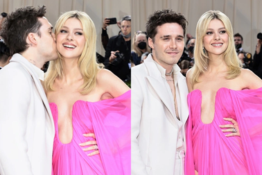 Brooklyn Beckham tình tứ hôn con gái tỷ phú trên thảm đỏ Met Gala