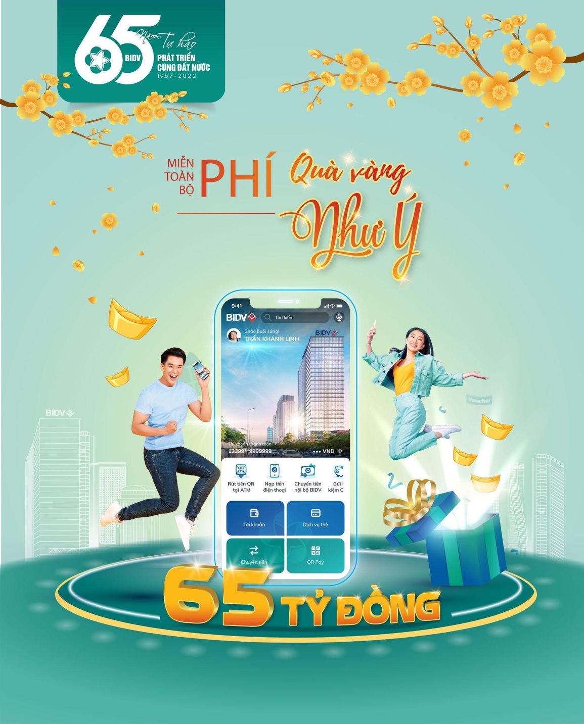 BIDV miễn toàn bộ phí trên kênh số, tri ân khách hàng nhân kỷ niệm 65 năm thành lập - 1 BIDV miễn toàn bộ phí trên kênh số, tri ân khách hàng nhân kỷ niệm 65 năm thành lập - 1