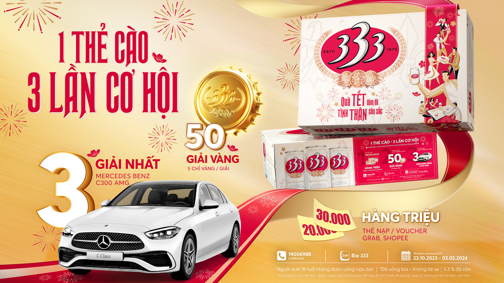 Bia 333 tặng xe Mercedes và 15 giải vàng đợt 1 cho khách hàng may mắn - 2