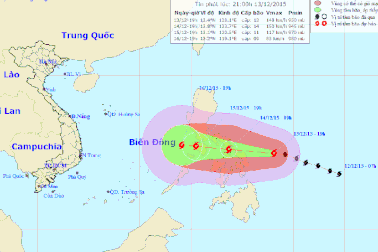 Bão Melor hoạt động gần Biển Đông có sức gió giật cấp 16-17