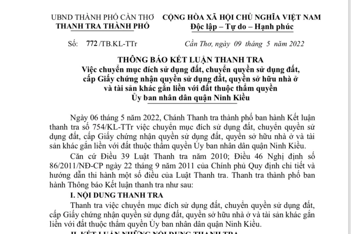 Kiến nghị công an làm rõ sai phạm đất đai tại quận Ninh Kiều - 1 Kiến nghị công an làm rõ sai phạm đất đai tại quận Ninh Kiều - 1