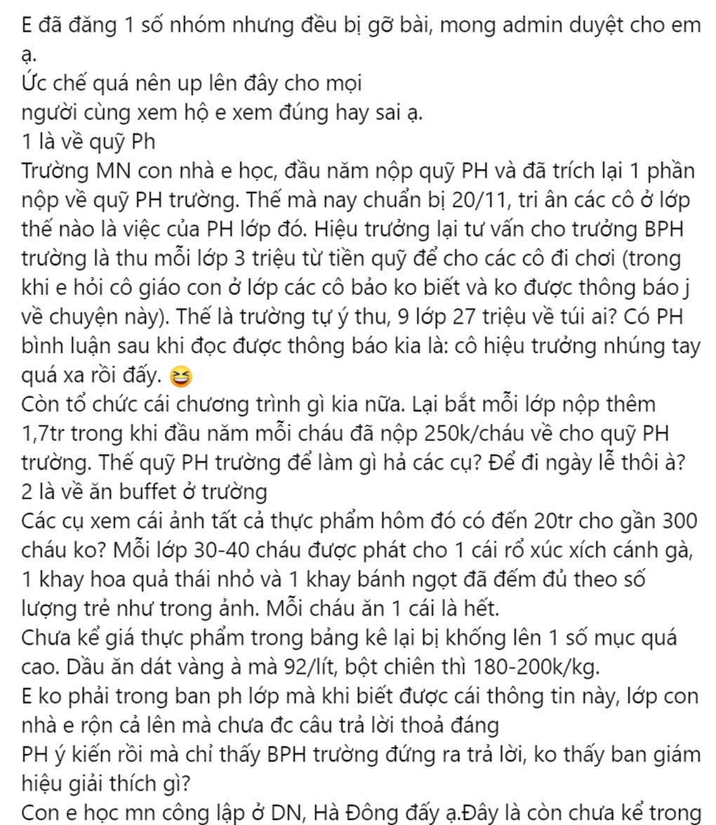 Nhà trường đối chất vụ cha mẹ góp 3 triệu đồng/lớp cho cô giáo đi dã ngoại - 1
