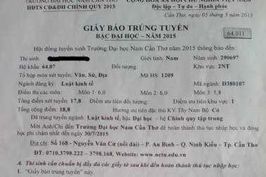 Đã có thí sinh nhận giấy báo trúng tuyển vào Đại học ?