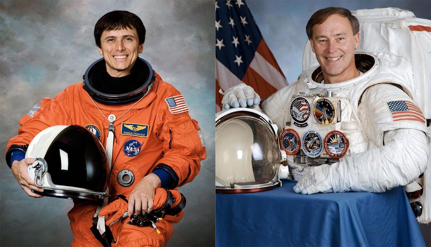 Franklin Chang-Diaz (trái) và Jerry Ross là những người đang nắm kỷ lục về số lần bay vào không gian (Ảnh: WTTW).