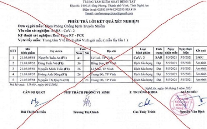 Nghệ An triệu tập người đăng kết quả xét nghiệm Covid-19 giả lên mạng xã hội