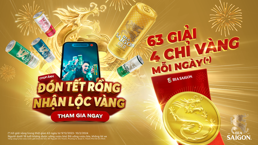 Bia Saigon lan tỏa thông điệp Đón Tết Rồng, nhân bội lộc chào đón xuân Giáp Thìn 2024 - 1 Bia Saigon lan tỏa thông điệp Đón Tết Rồng, nhân bội lộc chào đón xuân Giáp Thìn 2024 - 1