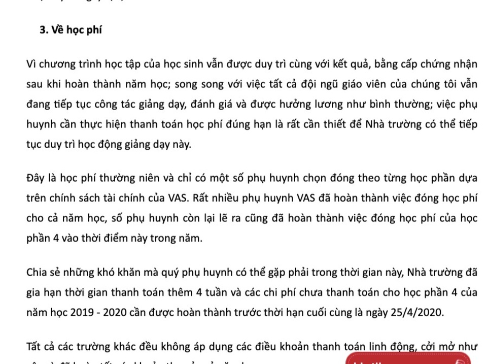 Thu nguyên cả trăm triệu khi nghỉ tránh dịch: Trường quốc tế phản hồi - 3 Thu nguyên cả trăm triệu khi nghỉ tránh dịch: Trường quốc tế phản hồi - 3