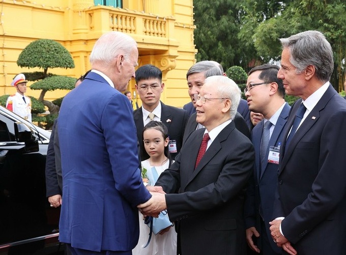 Tổng Bí thư Nguyễn Phú Trọng đón Tổng thống Hoa Kỳ Joe Biden