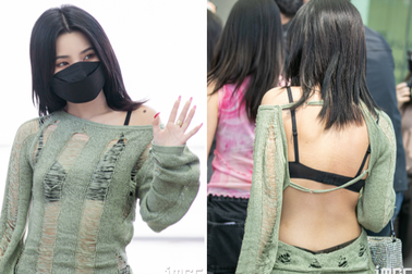 Nữ ca sĩ trẻ gây tranh cãi vì mặc áo hở nội y ra sân bay