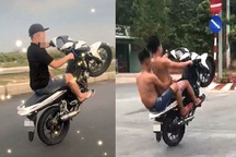 Xử phạt "quái xế" thích "khoe tài" đi xe máy một bánh