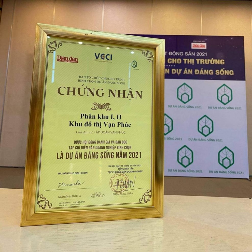 Van Phuc City nhận giải thưởng Dự án đáng sống 2021 - 2 Van Phuc City nhận giải thưởng Dự án đáng sống 2021 - 2