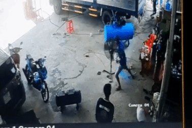 Bình khí nén bị rò rỉ "phóng như tên lửa", 2 người thoát nạn trong gang tấc