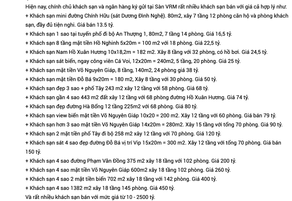 Rộ tin rao bán khách sạn ở Đà Nẵng rao bán khách sạn_ảnh chụp màn hình
