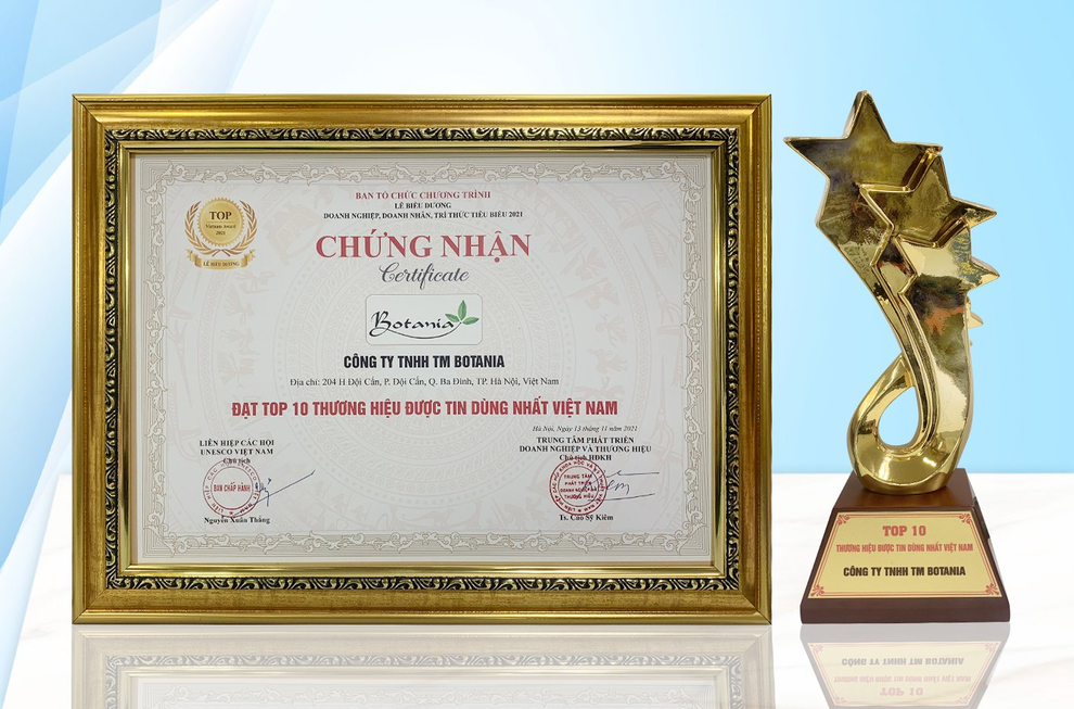 Công ty Botania nhận giải thưởng Top 10 Thương hiệu được tin dùng nhất Việt Nam - 3 Công ty Botania nhận giải thưởng Top 10 Thương hiệu được tin dùng nhất Việt Nam - 3