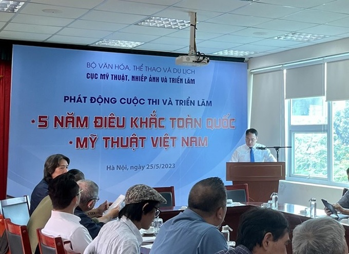 Cục trưởng Cục Mỹ thuật, Nhiếp ảnh và Triển lãm Mã Thế Anh phát biểu tại lễ phát động sáng 25.5