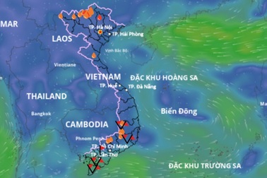 Áp thấp trên Biển Đông gây mưa dông tại nhiều tỉnh thành
