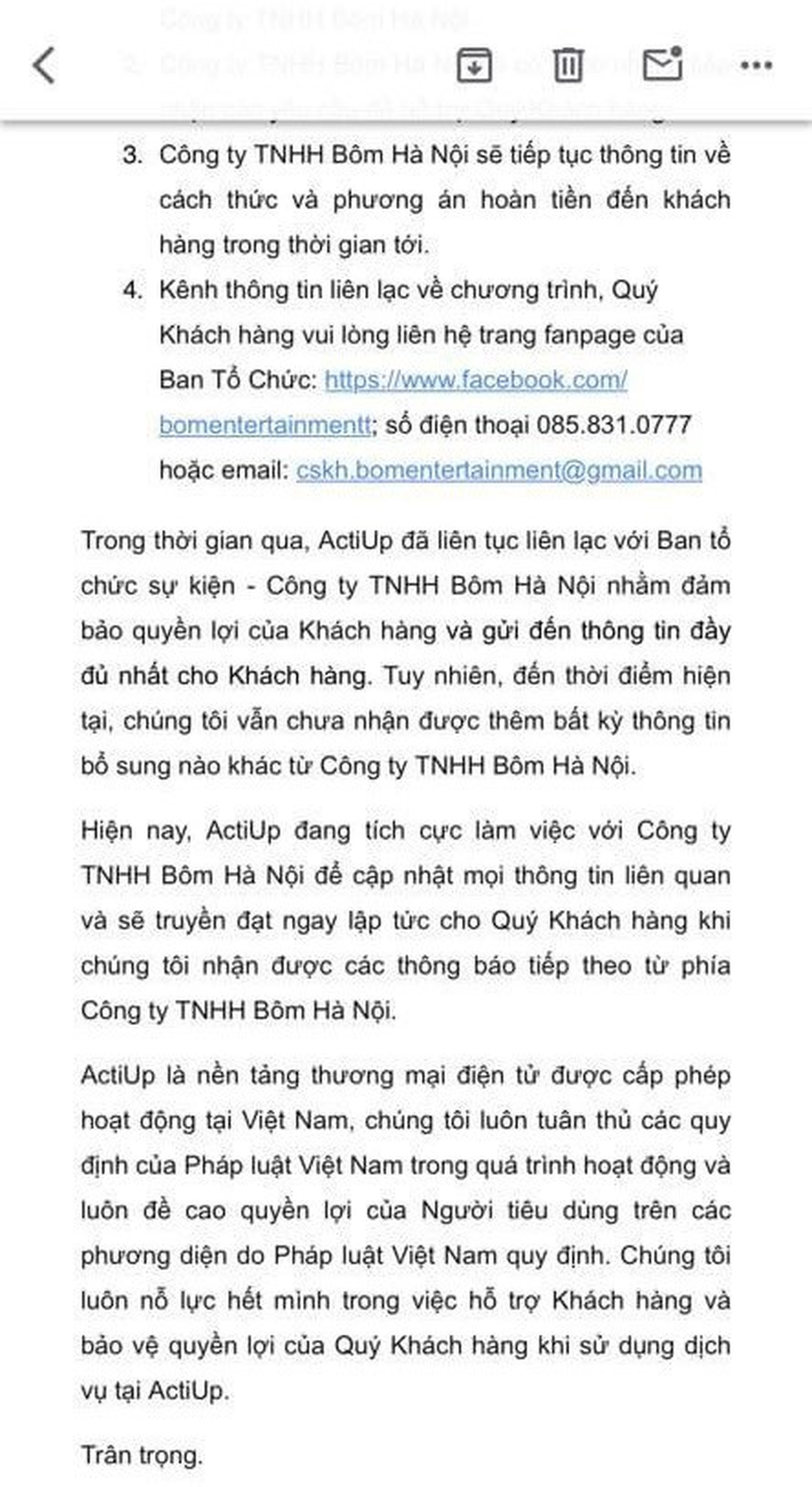 Show ở Mỹ Đình bị hủy: BTC vẫn chưa trả tiền, fan sẵn sàng gửi đơn kiện - 3 Show ở Mỹ Đình bị hủy: BTC vẫn chưa trả tiền, fan sẵn sàng gửi đơn kiện - 3