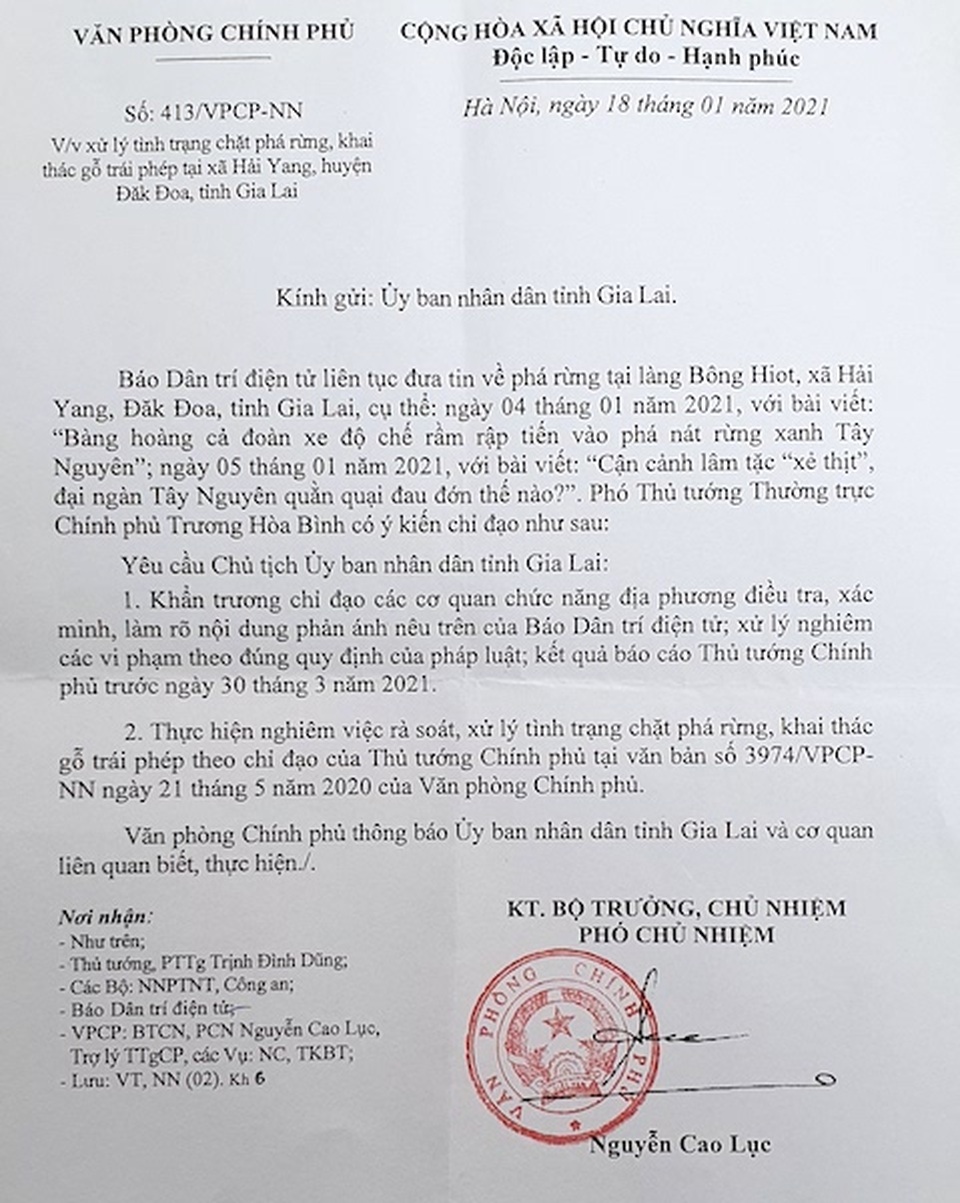 Phó Thủ tướng chỉ đạo điều tra vụ hút máu rừng xanh báo Dân trí phản ánh - 1 Phó Thủ tướng chỉ đạo điều tra vụ hút máu rừng xanh báo Dân trí phản ánh - 1