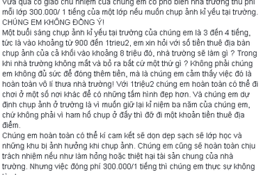 Học sinh phản ứng về quy định thu tiền địa điểm chụp ảnh trong trường