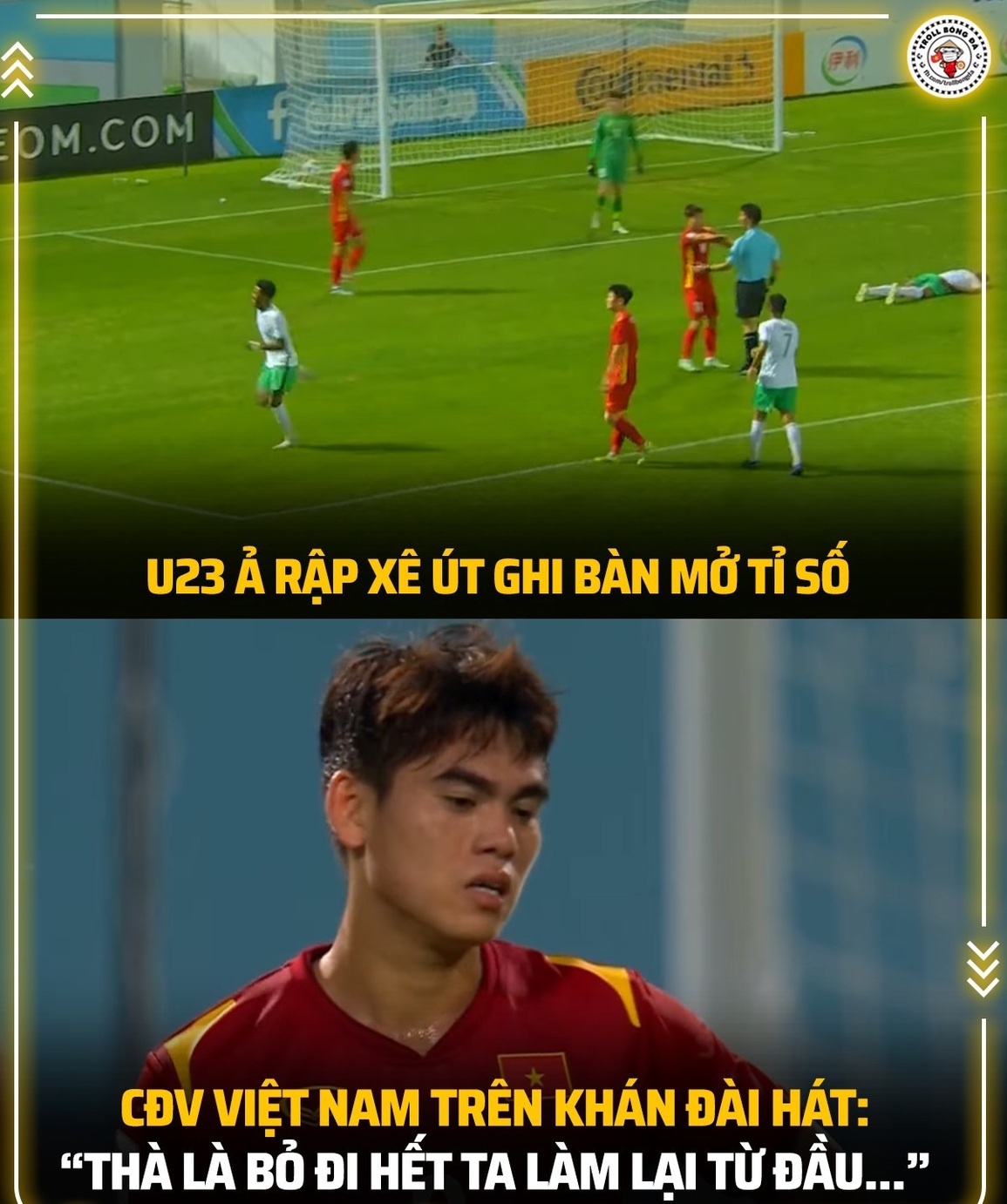 Các cổ động viên Việt Nam tại Uzbekistan luôn có cách đặc biệt để động viên các cầu thủ đội nhà (Ảnh: Troll bóng đá). Các cổ động viên Việt Nam tại Uzbekistan luôn có cách đặc biệt để động viên các cầu thủ đội nhà (Ảnh: Troll bóng đá).
