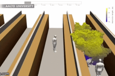 Video cho thấy sức phát tán của virus corona sau một cơn ho trong siêu thị