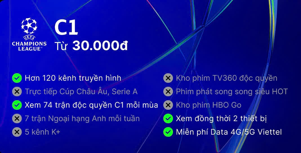Champion League trở lại trên TV360 cùng gói cước mới hấp dẫn - 2 Champion League trở lại trên TV360 cùng gói cước mới hấp dẫn - 2