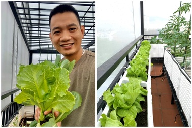 Mãn nhãn với "khu vườn trên mây" của một gia đình ở Hà Nội