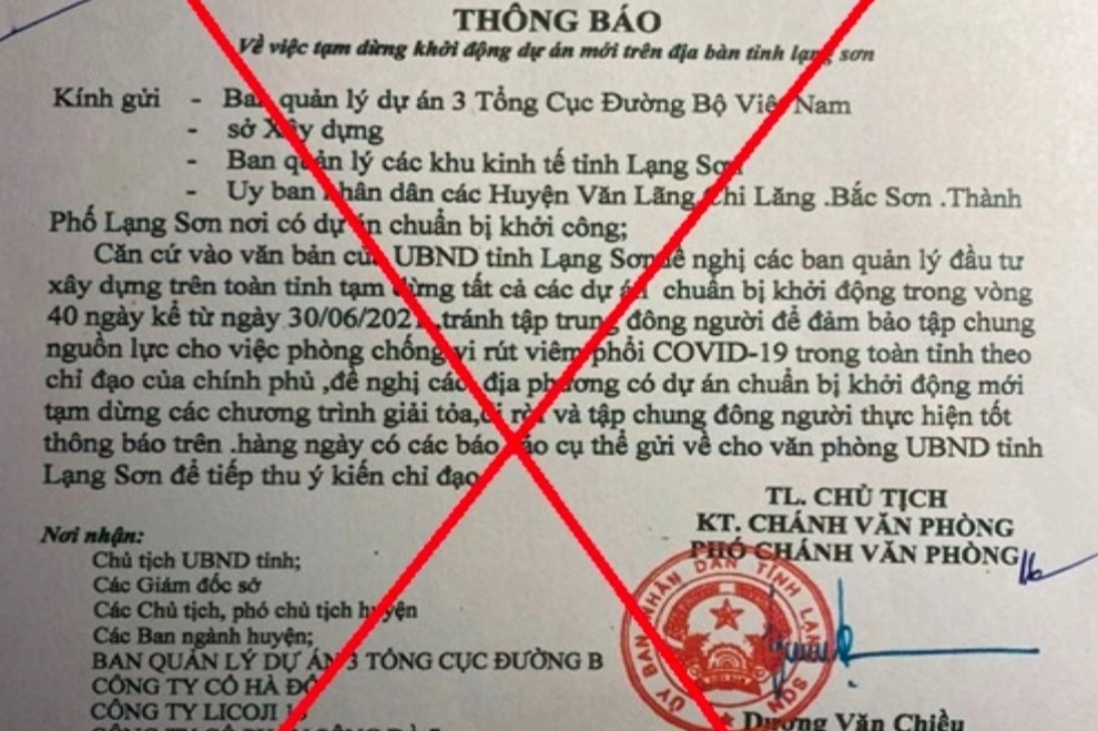 Xuất hiện văn bản giả mạo chỉ đạo của UBND tỉnh Lạng Sơn - 1 Xuất hiện văn bản giả mạo chỉ đạo của UBND tỉnh Lạng Sơn - 1