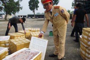 Xe tải chở cả tấn nội tạng thối đang phân hủy   