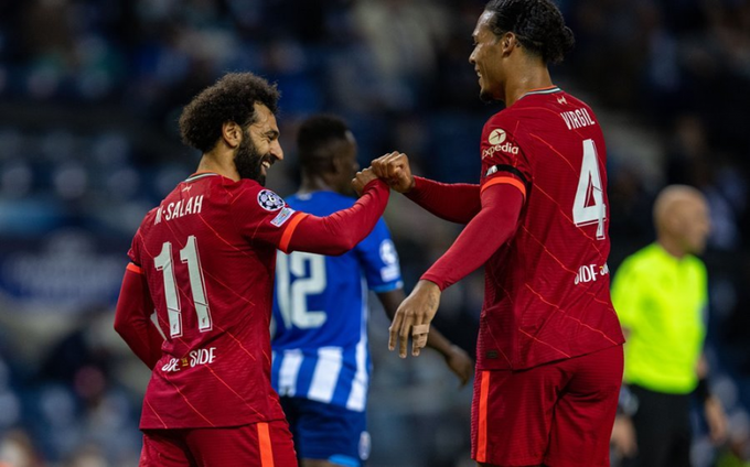 M. Salah ăn mừng sau bàn thắng được ghi vào lưới của Porto