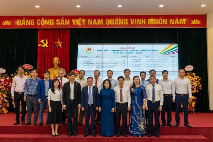 Ban Chấp hanh Hội Thể thao học sinh Việt Nam nhiệm kỳ IV (2023-2028) ra mắt Đại hội.

