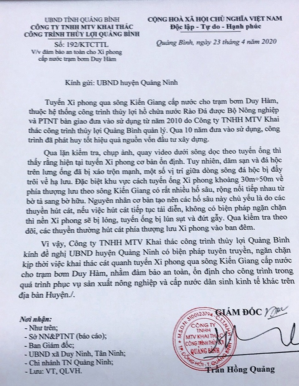 Quảng Bình: “Cát tặc” lộng hành, công trình thuỷ lợi bị đe doạ nghiêm trọng - 1 Quảng Bình: “Cát tặc” lộng hành, công trình thuỷ lợi bị đe doạ nghiêm trọng - 1
