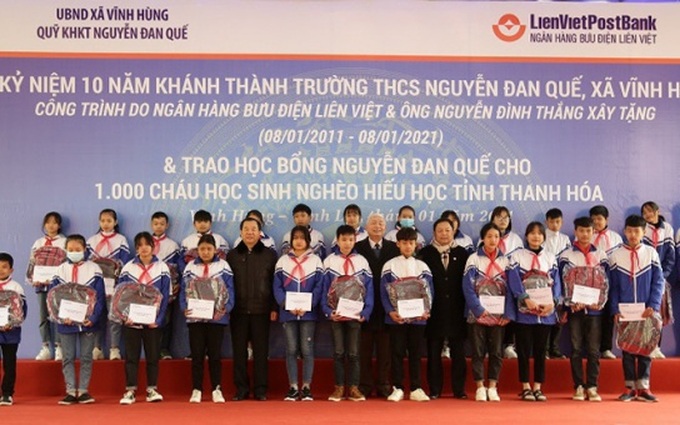 1000 học sinh nghèo hiếu học sẽ được trao tặng học bổng Nguyễn Đan Quế