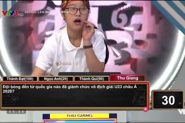 Thí sinh Thu Giang được 90 điểm phần thi Khởi động Olympia tuần này