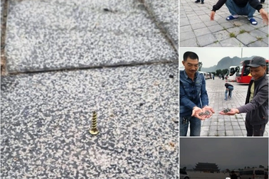 Xác minh thông tin bãi xe khu du lịch Tam Chúc rải đầy đinh