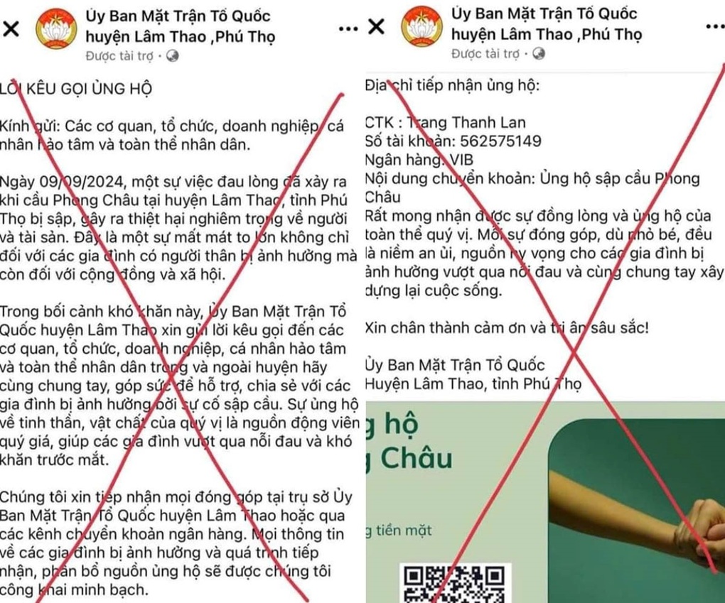 Giả mạo MTTQ huyện lừa đảo quyên góp cho nạn nhân vụ sập cầu Phong Châu - 1 Giả mạo MTTQ huyện lừa đảo quyên góp cho nạn nhân vụ sập cầu Phong Châu - 1
