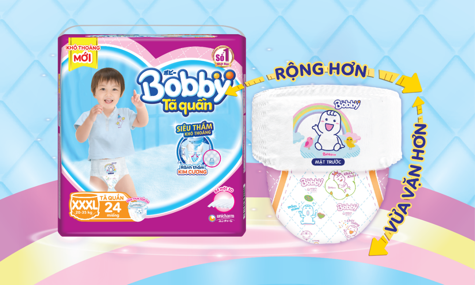 Tã quần Bobby ra mắt cỡ XXXL cho bé lớn đến 35kg - 1 Tã quần Bobby ra mắt cỡ XXXL cho bé lớn đến 35kg - 1