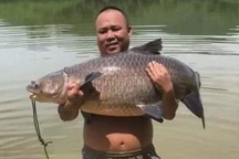 Sau 1 ngày vật lộn, cần thủ câu được cá trắm đen "khủng" dài 1,5m