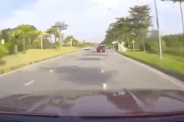 Người phụ nữ hồn nhiên dừng ô tô giữa đường để mua hoa quả