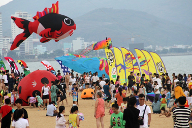 Nghìn người đổ về bãi biển Quy Nhơn xem 200 con diều bay trên bầu trời