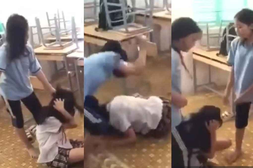 Nữ sinh quỳ lạy xin tha, chịu trận đòn hội đồng gần 10 phút trong lớp học - 1