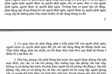 Thu hồi quy chế phát ngôn báo chí có điểm không phù hợp với Luật Báo chí