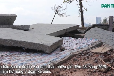 Bão Bualoi "xé nát" kè biển tiền tỷ