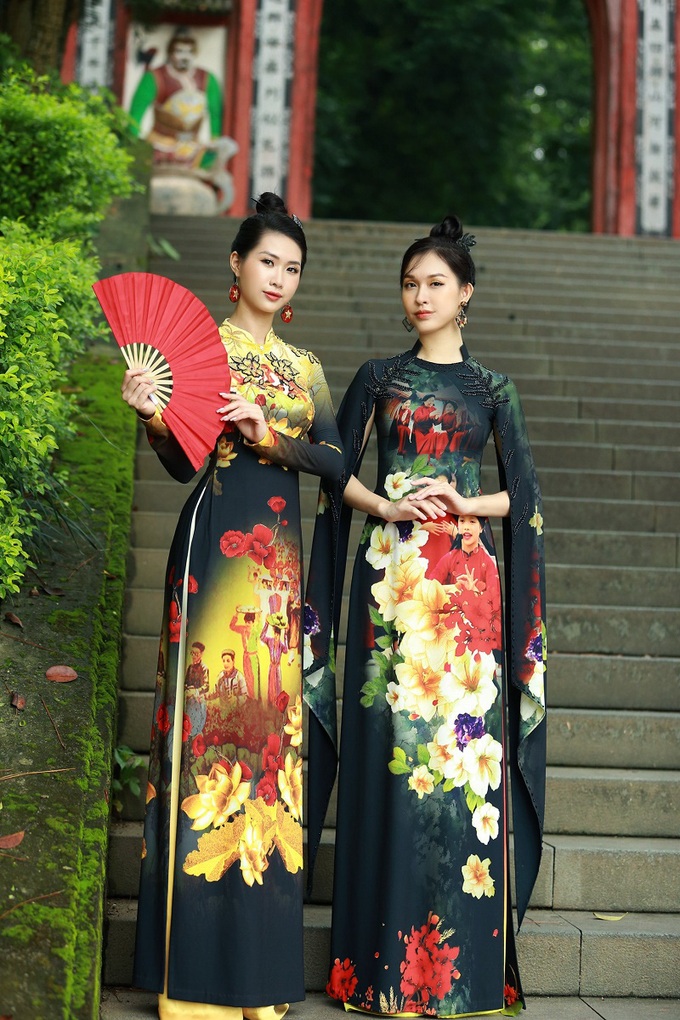 Chiêm ngưỡng bộ sưu tập áo dài 'Di sản Đền Hùng' - Ảnh 3. Chiêm ngưỡng bộ sưu tập áo dài 'Di sản Đền Hùng' - Ảnh 3.