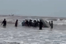 Thuyền của ngư dân bị lật úp sau khi trúng đậm gần 1,5 tấn cá