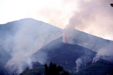 Cháy rừng lau sậy gần sân bay Đà Nẵng do nổ đạn 