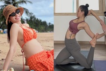 Phương Trinh Jolie mang bầu lần 3: Vóc dáng gợi cảm, tập động tác yoga khó