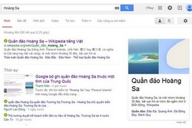 Google bỏ thông tin “Hoàng Sa thuộc Trung Quốc” trên trang tìm kiếm