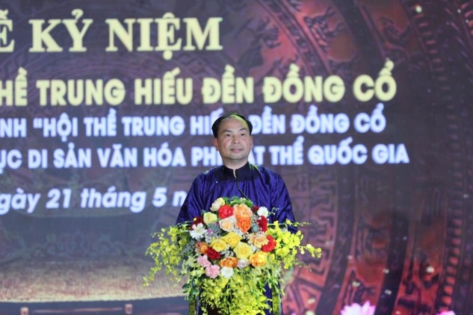 Ông Nguyễn Đình Khuyến, Chủ tịch UBND quận Tây Hồ phát biểu tại buổi lễ. Ảnh: Thanh Tùng