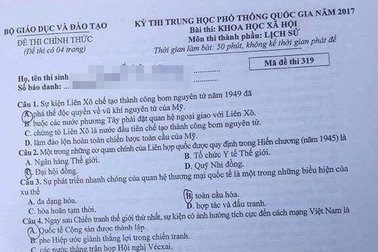 Đề thi trắc nghiệm môn Lịch sử THPT quốc gia 2017, mã đề 319